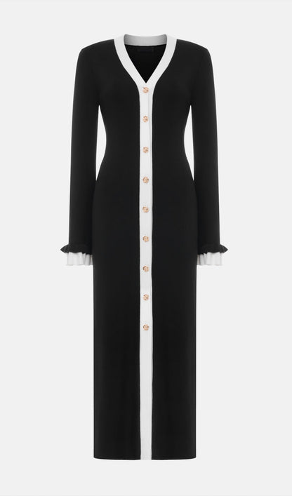 Knitted Contrasting Cuffs Maxi Dress