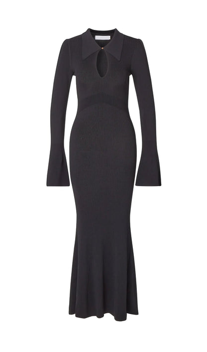 Solid Knitted Hollow Maxi Dress
