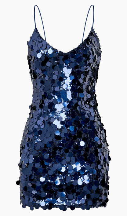 Sequin Mini Dress Navy