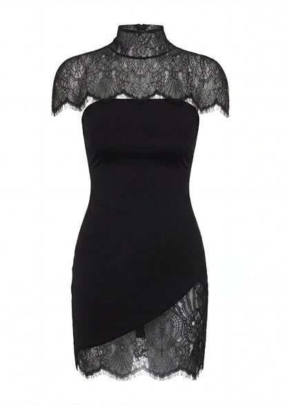 Lace Trimmed Strapless Mini Dress Set