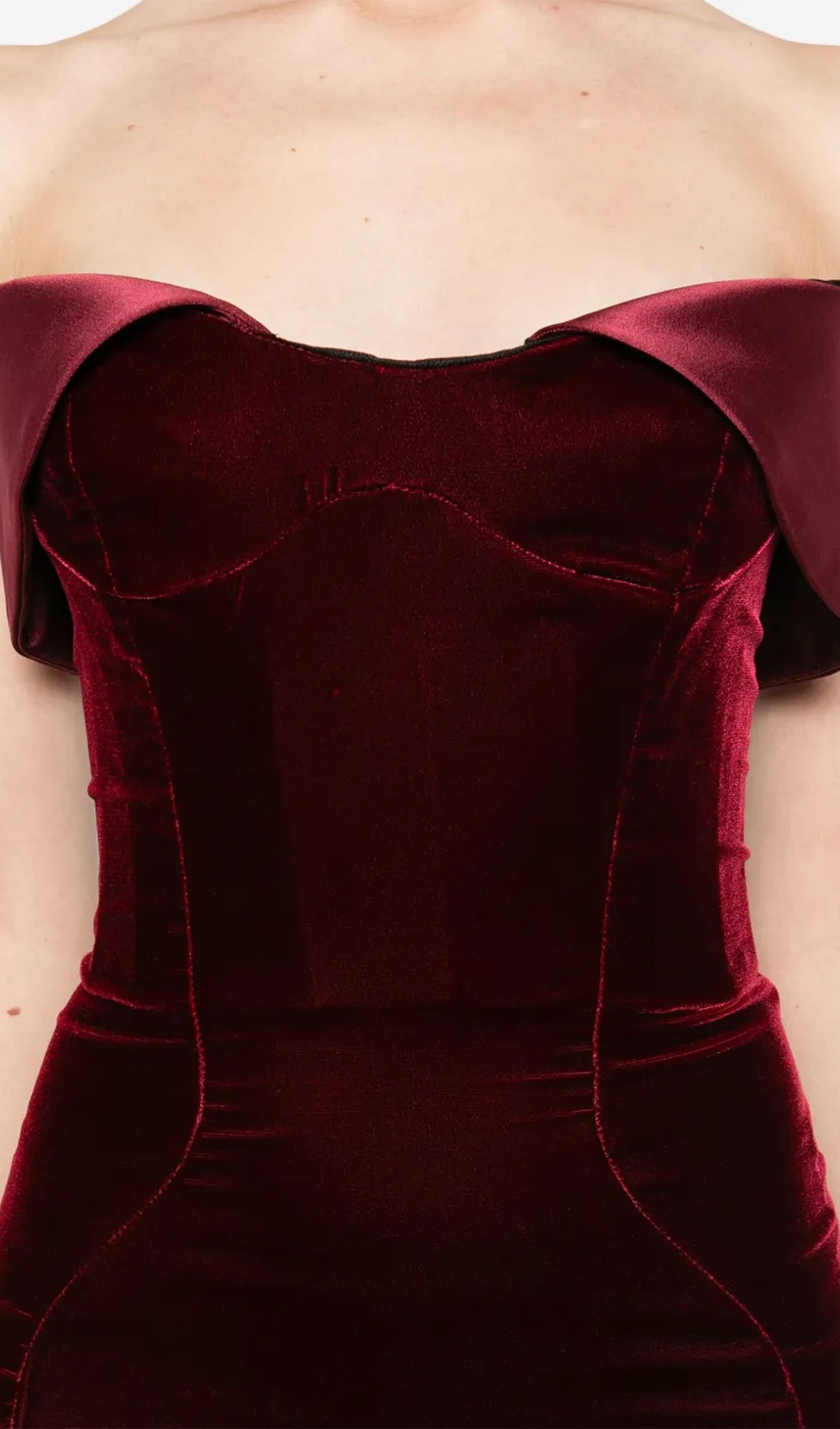 Strapless Velvet & Satin Mini Dress