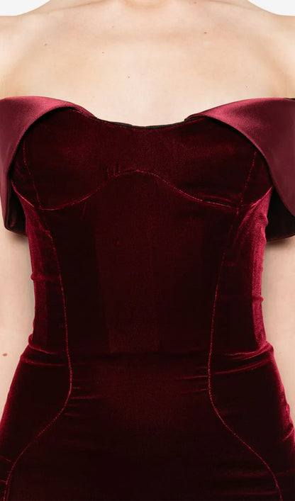Strapless Velvet & Satin Mini Dress