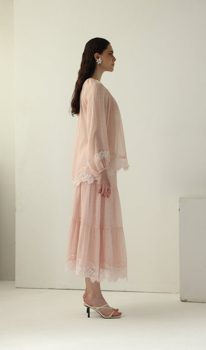 Long Sleeved Lace Panel Top