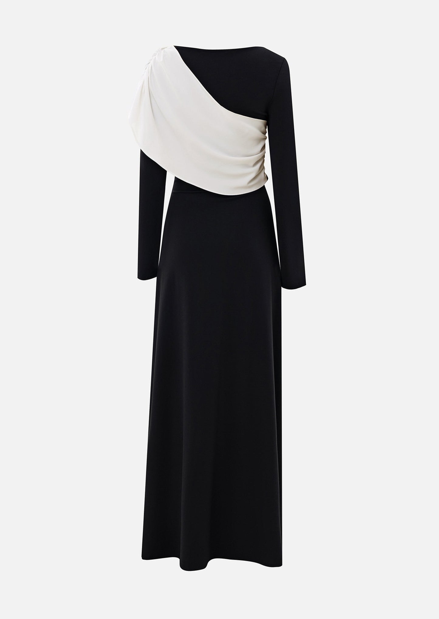 Maxi Dress With Contrasting Draped Shoulders
