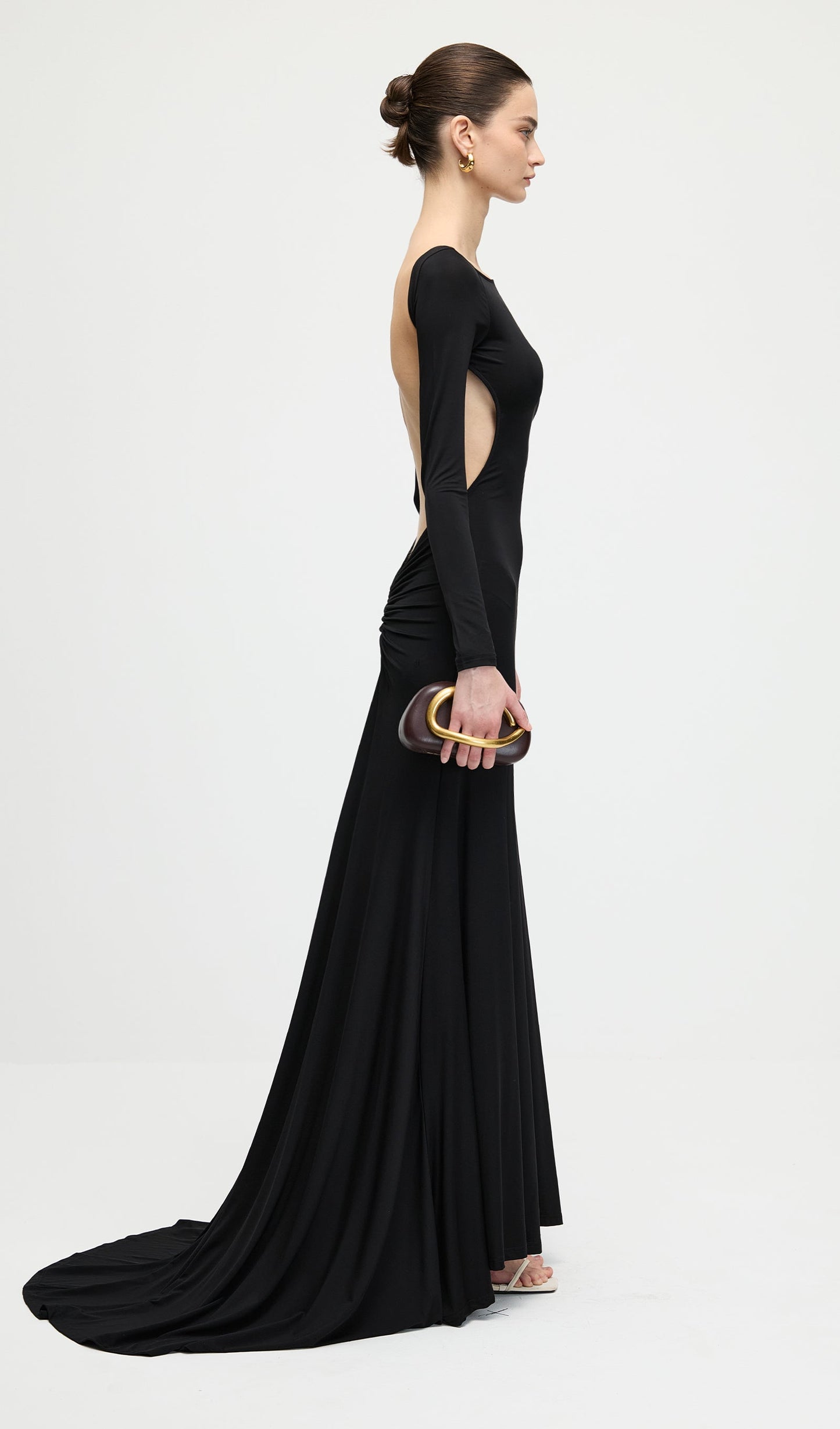 Jersey Open Back Maxi Dress In Black