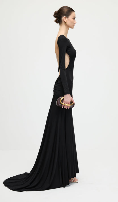 Jersey Open Back Maxi Dress In Black