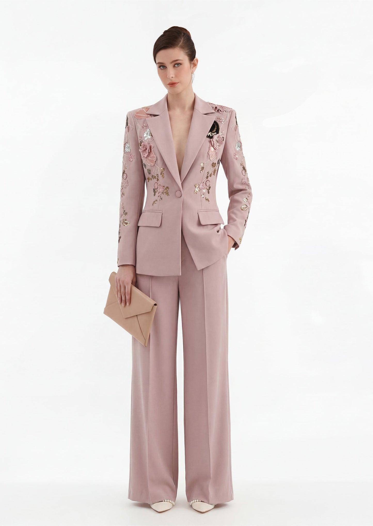 Dekia Sequin Floral Embroidery Suit