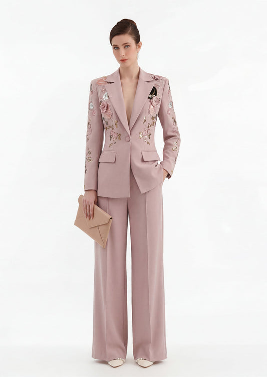 Dekia Sequin Floral Embroidery Suit