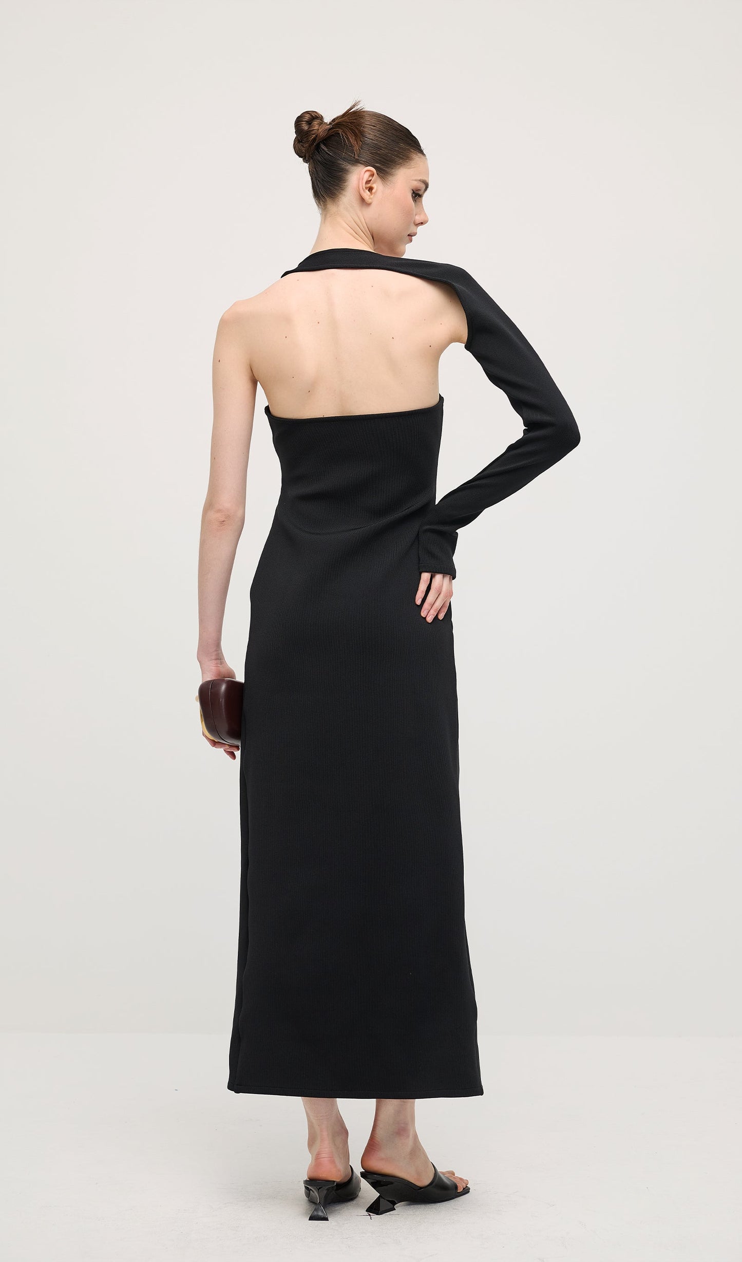 Manifesto Sleeve Midi Dress In Black