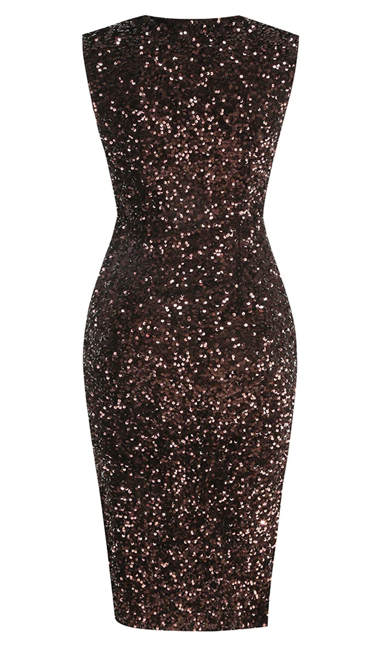 V Neck Sequin Embellished Midi Dress
