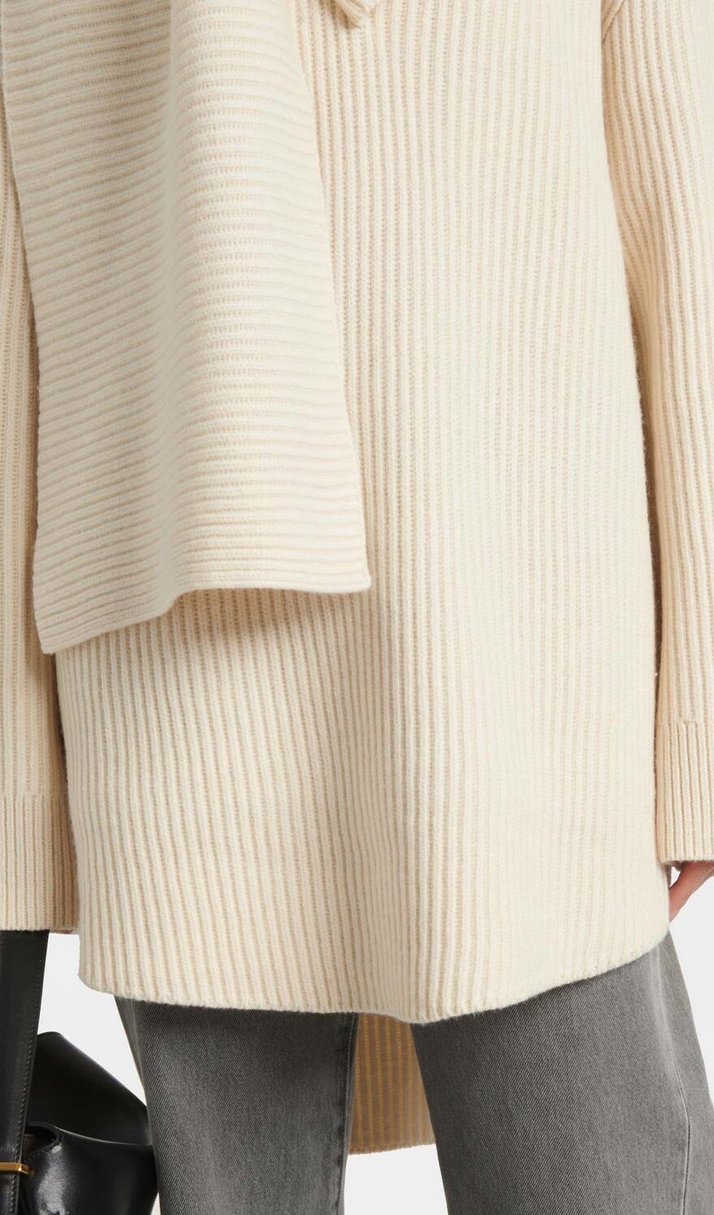 Ribbed-Knit Wool Scarf Sweater In Apricot