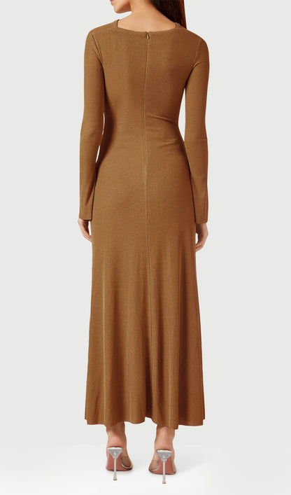 Layali Rose Metal Detail Draped Maxi Dress