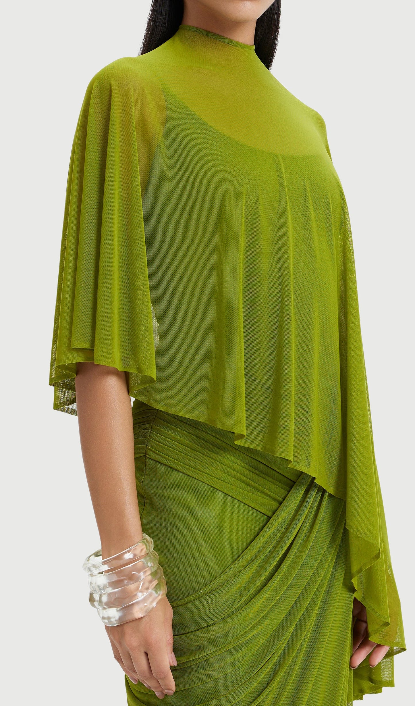 Shawl Camisole Maxi Dress With Pleats
