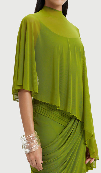 Shawl Camisole Maxi Dress With Pleats
