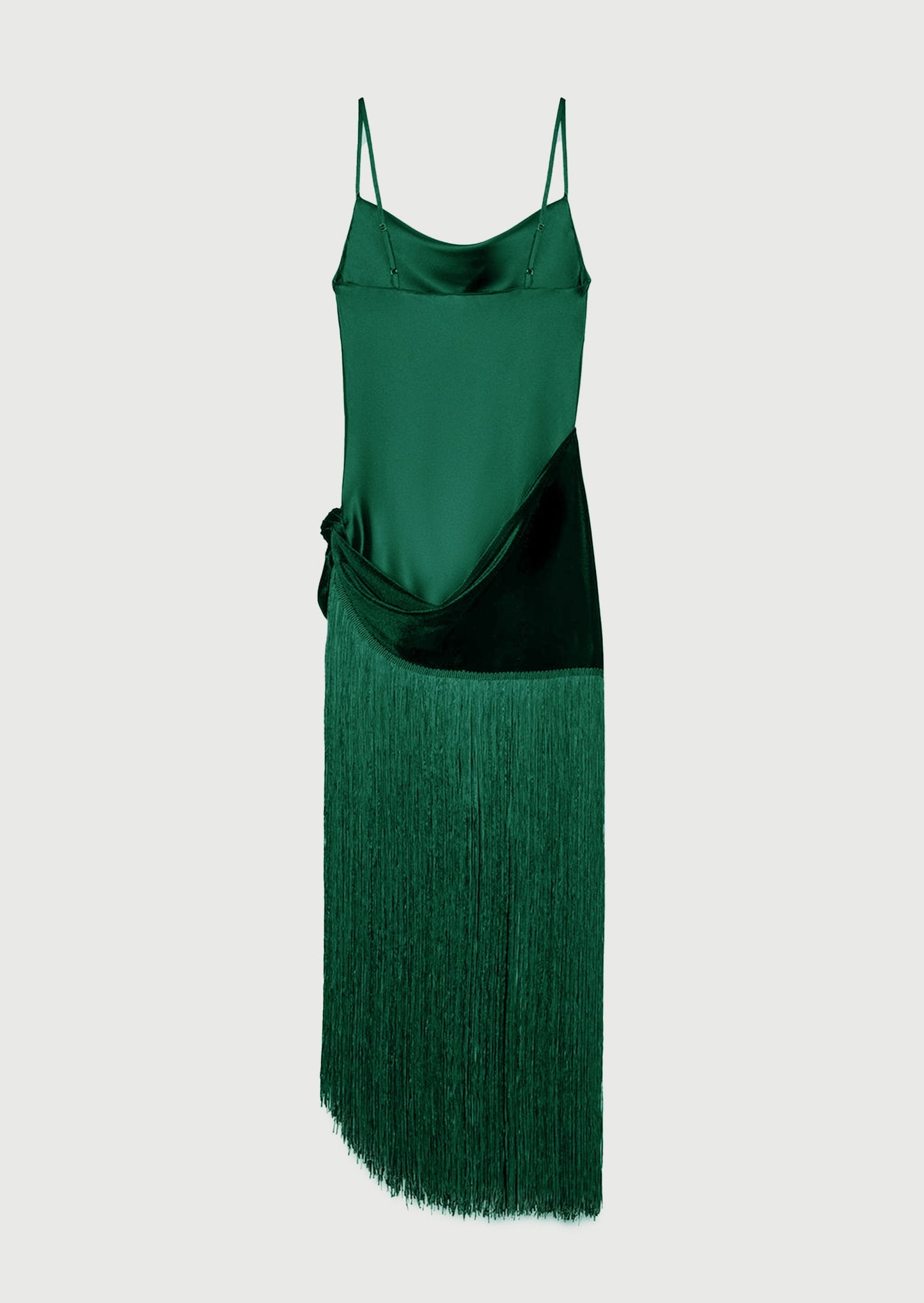 Tassel Satin Patchwork Maxi Dress