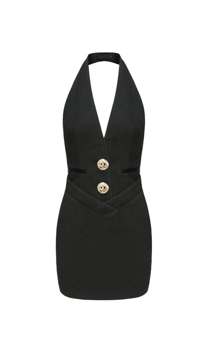 Halter Suit Mini Dress In Black