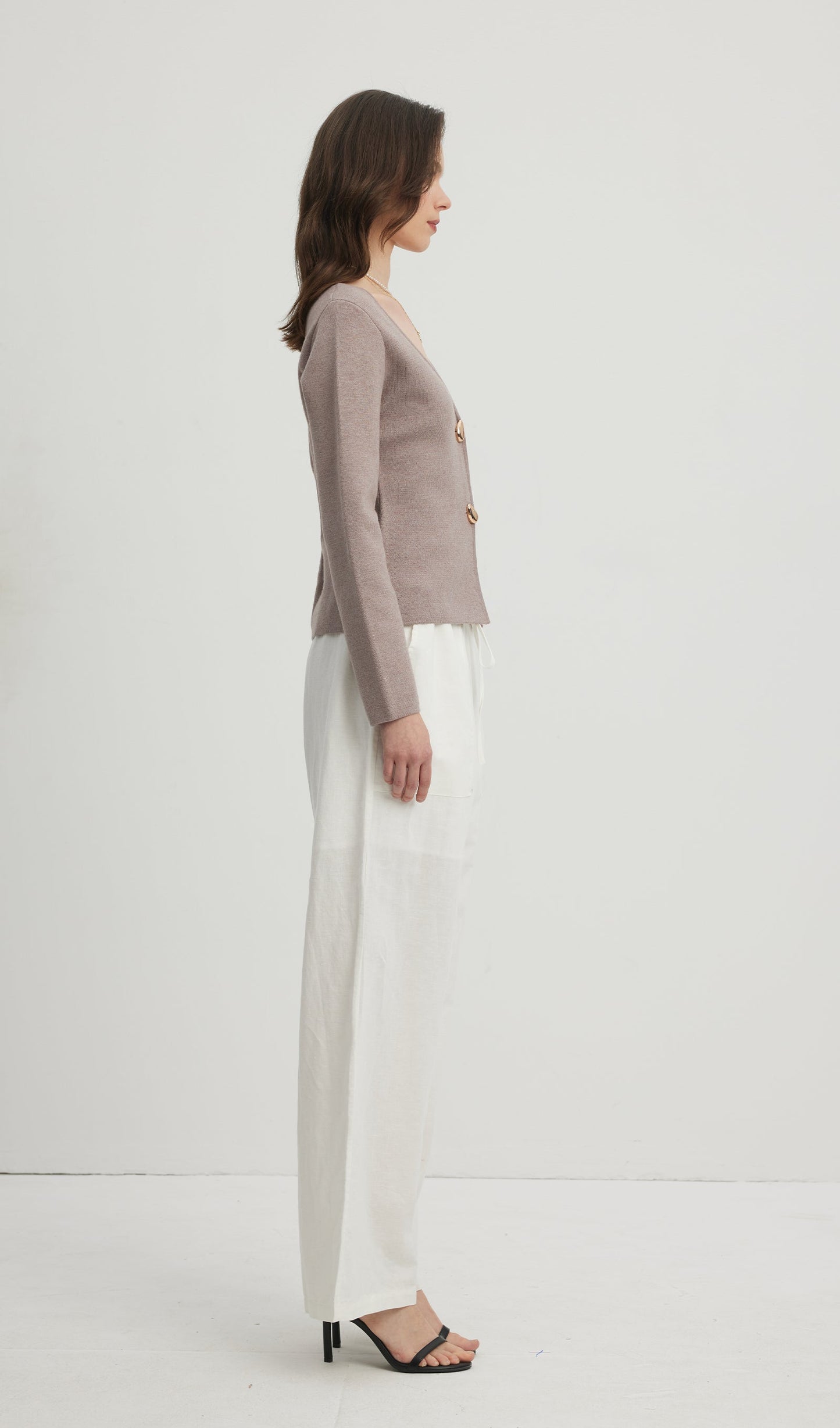 Loose Tie Pants White