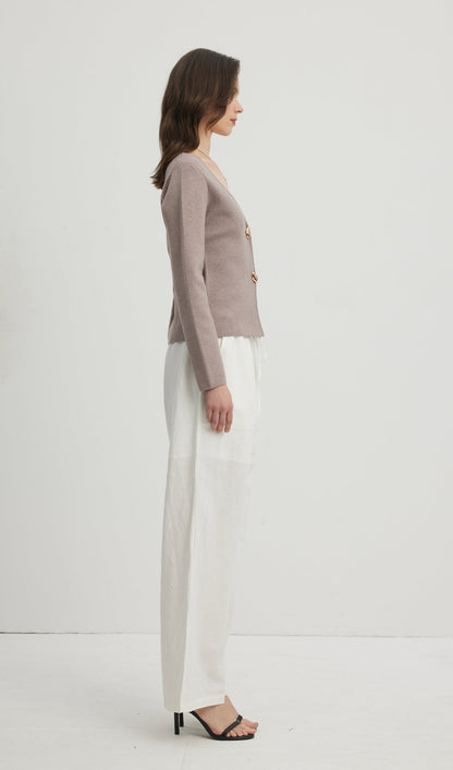 Loose Tie Pants White