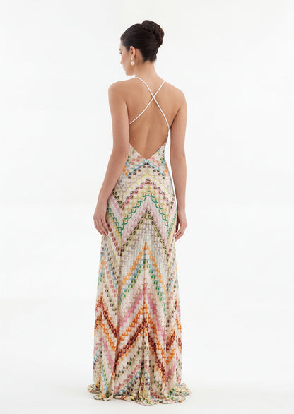 Brian Open Back Crochet Knit Maxi Dress
