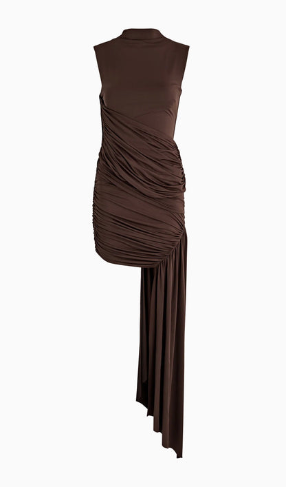 Asymmetrical Draping Mini Dress