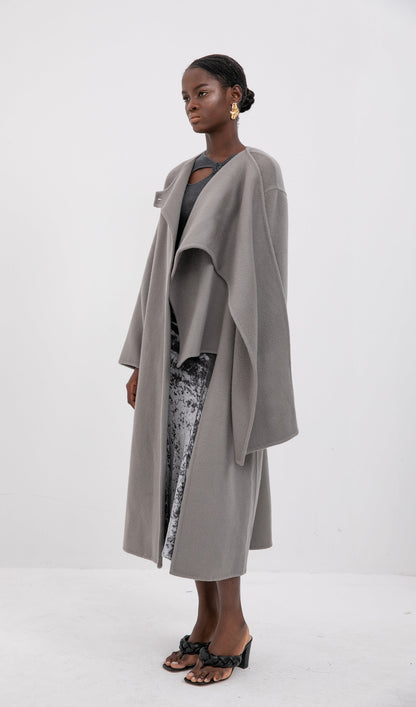 Trendy Oversized Cape Style Coat-Grey