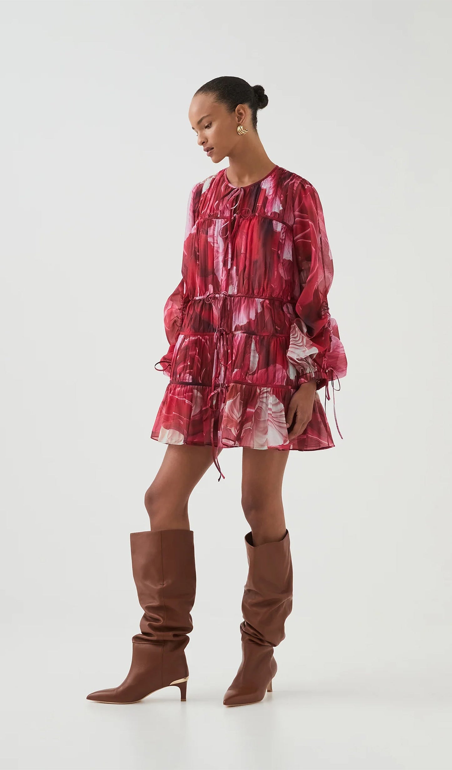 Floral Ruching Mini Dress