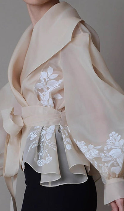 Tulle Jacquard Tie Shirt