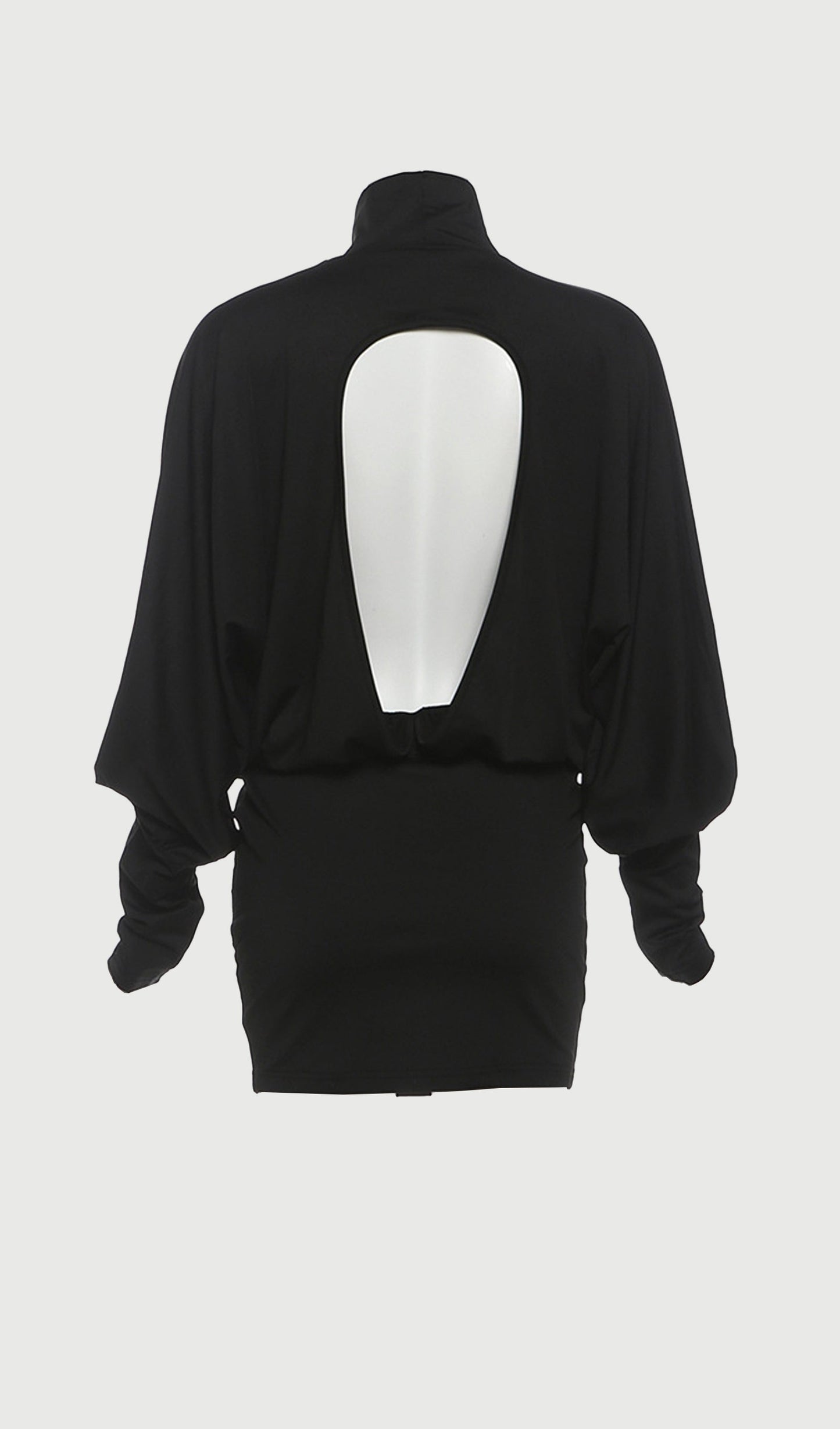 High Neck Backless Mini Dress In Black