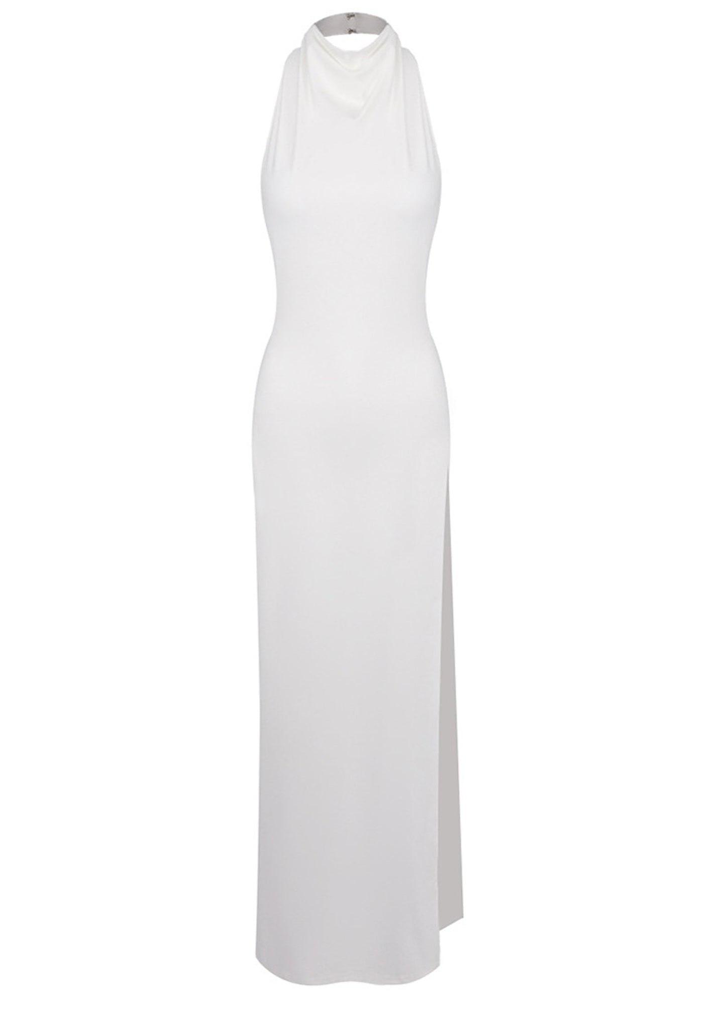 Halter Neck Open Back Slit Maxi Dress