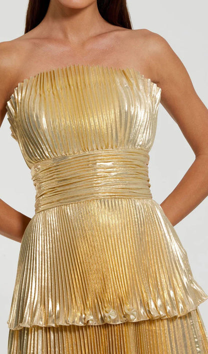 Noor Elegance Metallic Tiered Ruffle Maxi Dress