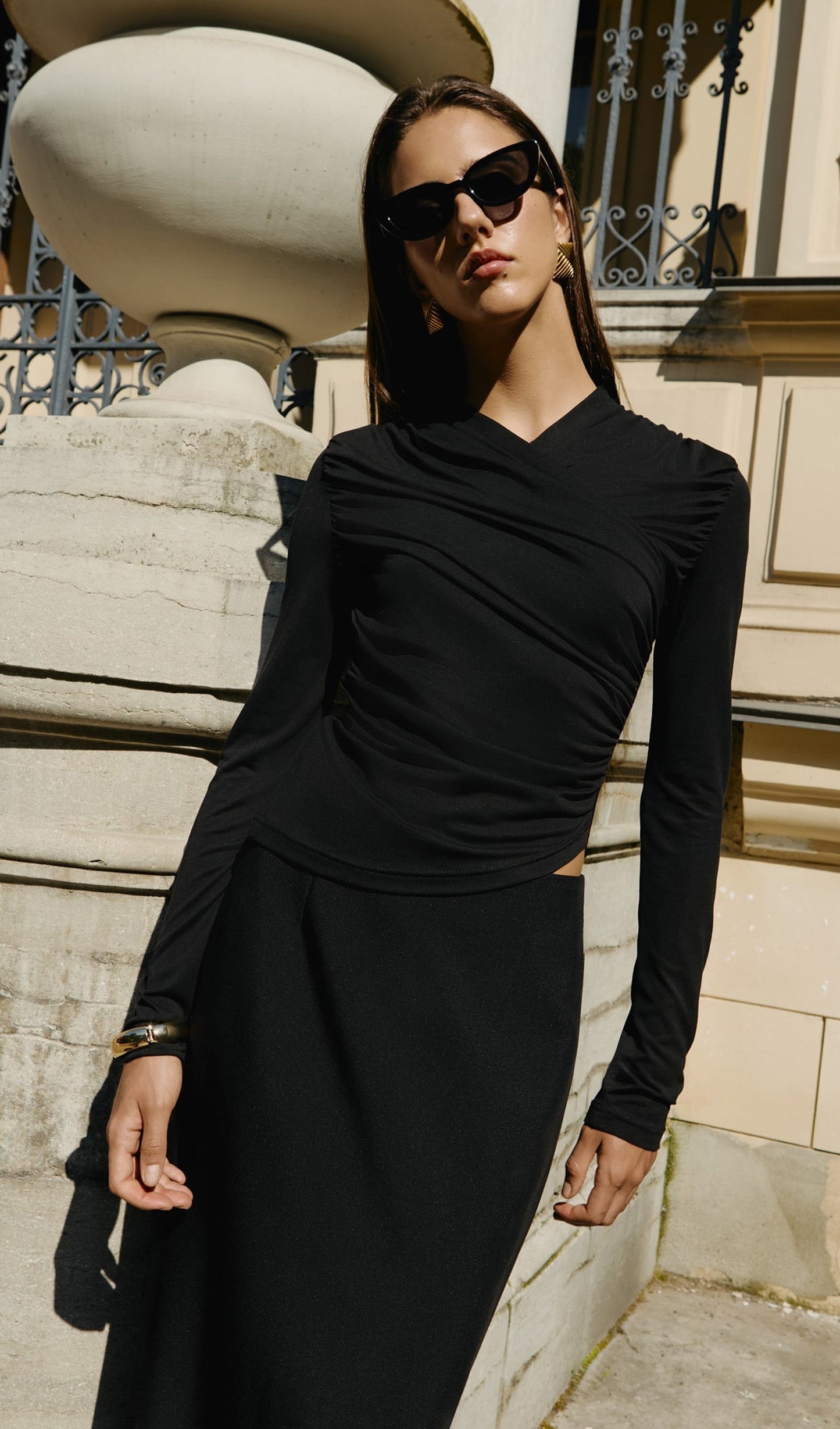 Jersey Long Sleeve Top In Black