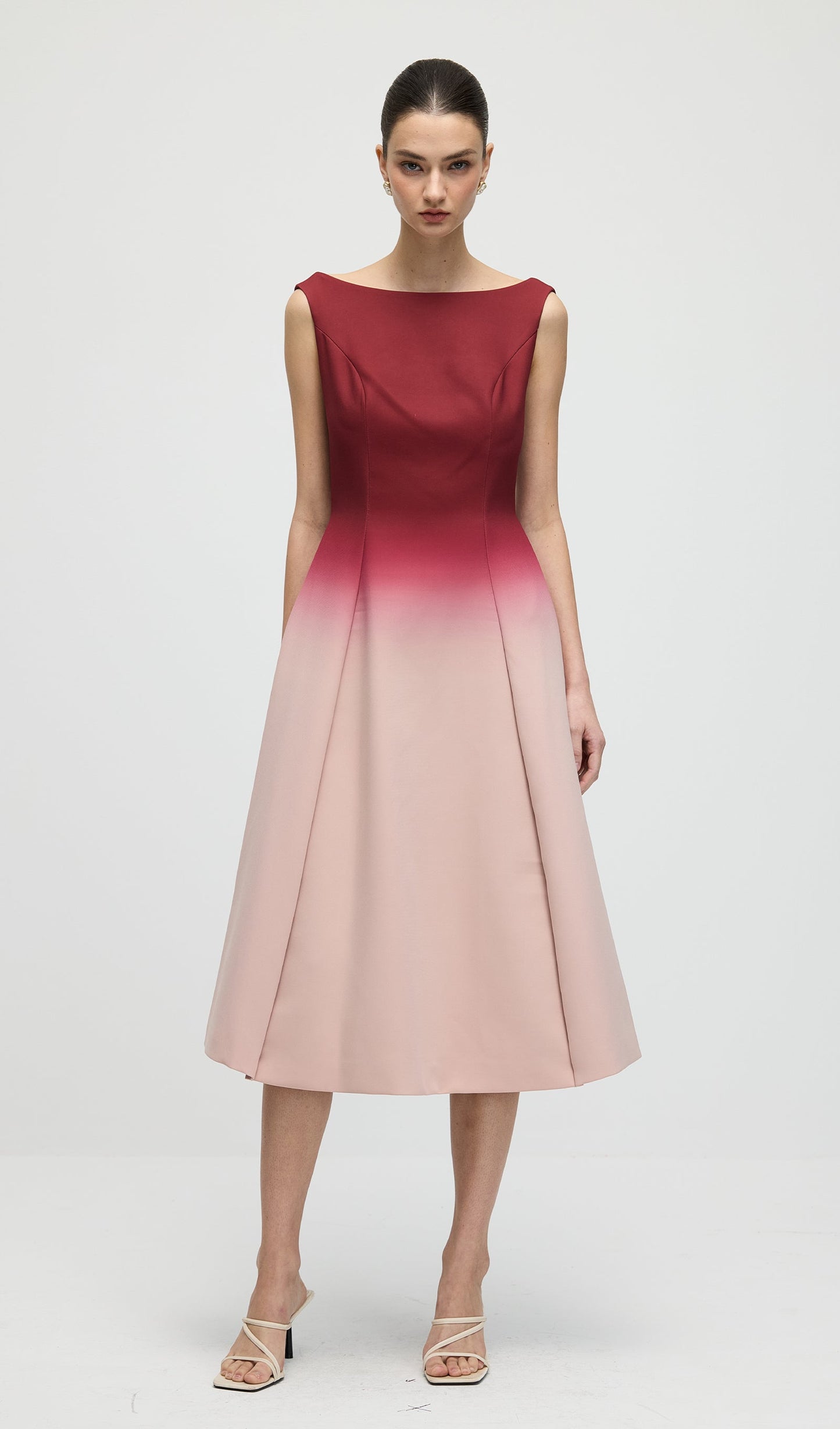 A Line Ombre Wine Midi Dress