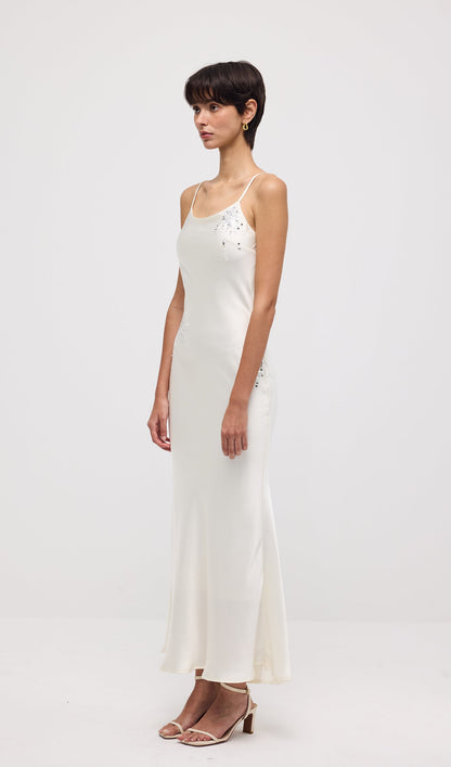 Solid Satin Sleeveless Maxi Dress