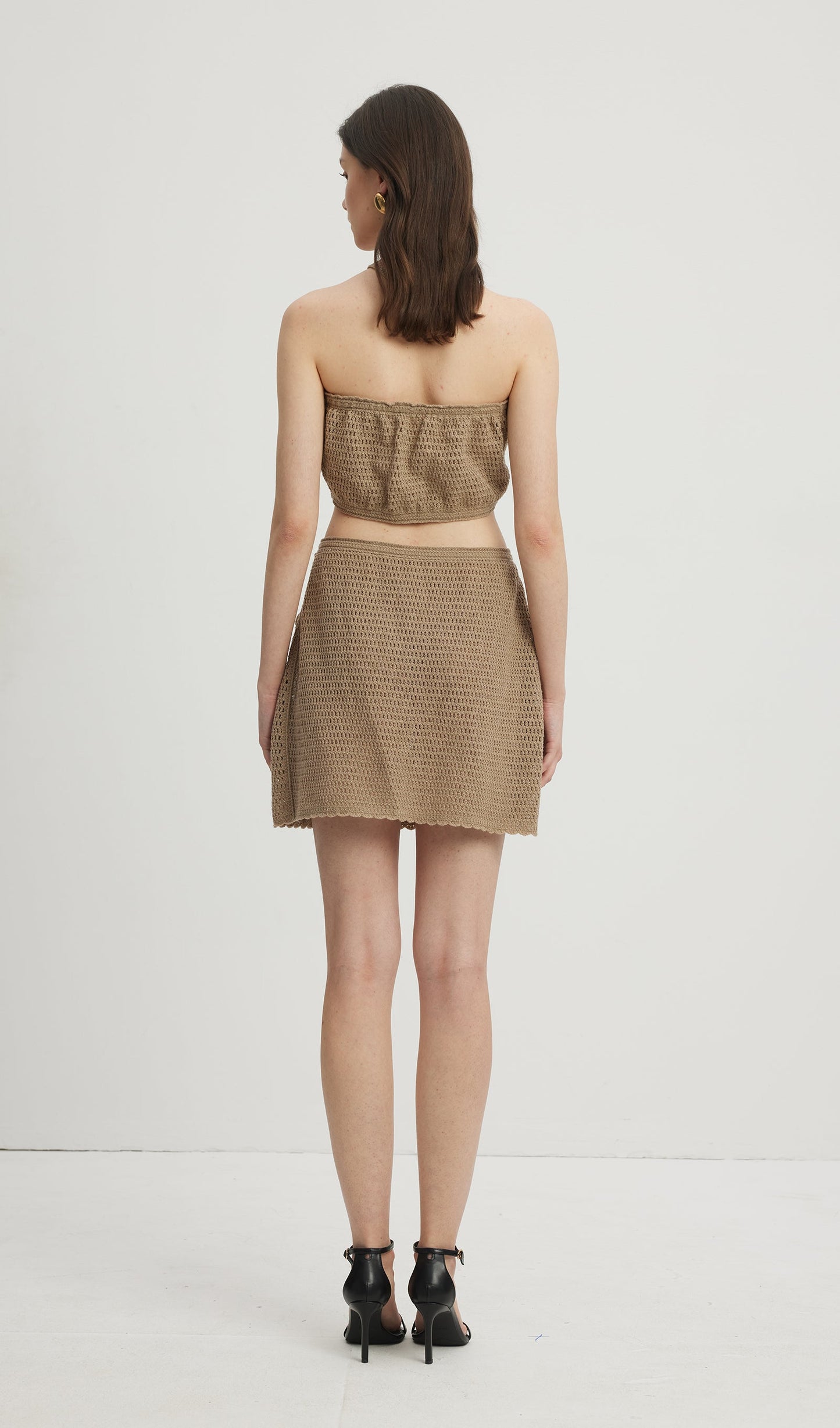Knitted Flowers Hollow Out Mini Dress
