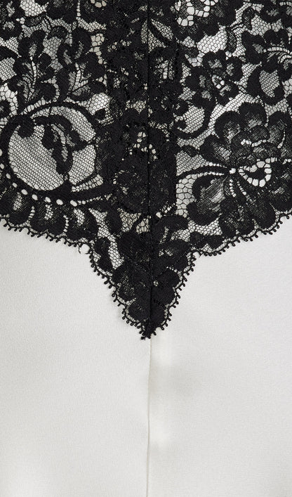 Lace Trimmed Puff Sleeve Silk Maxi Dress