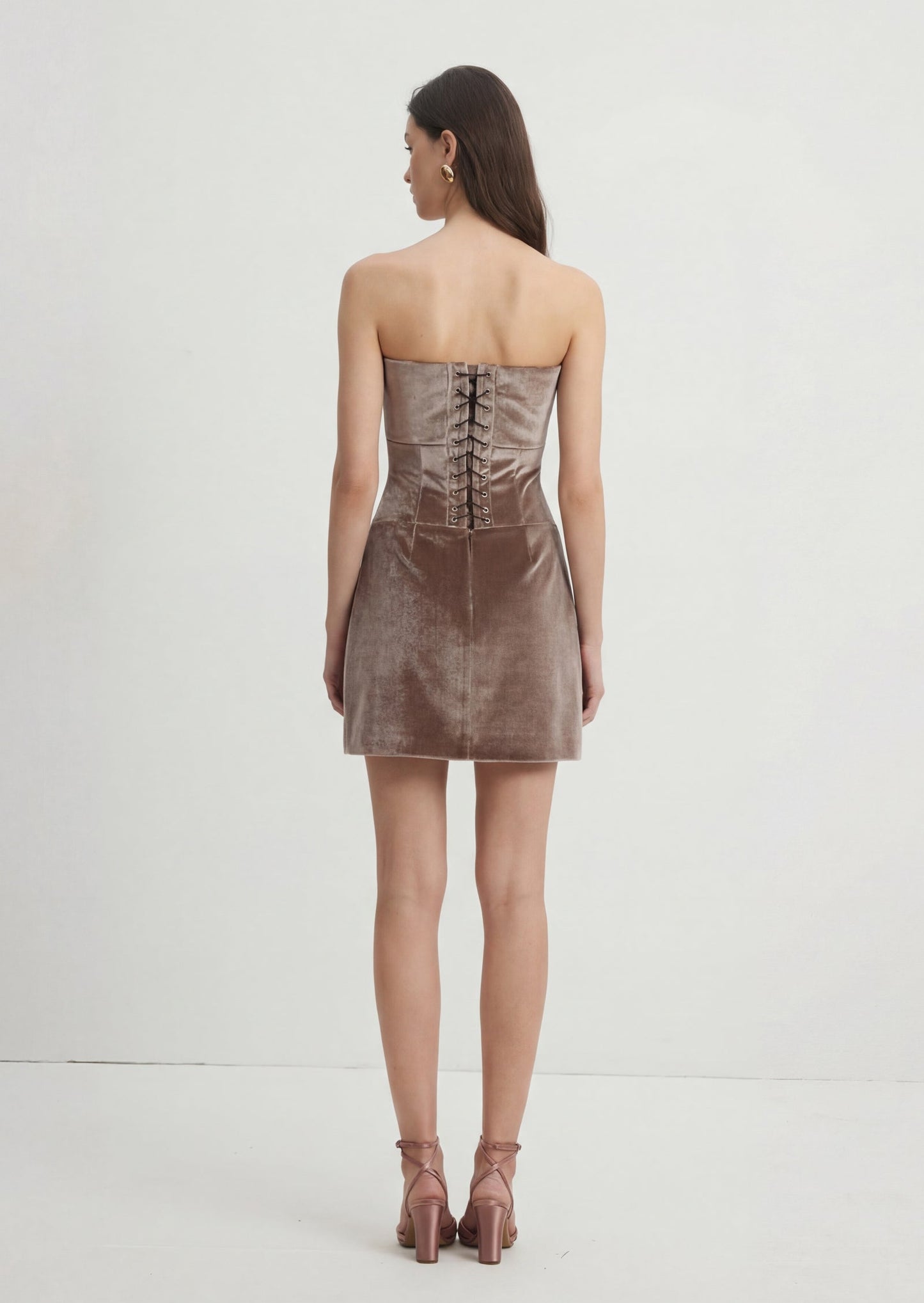 Strapless Velvet Mini Dress With Bow