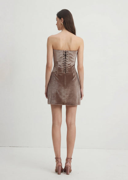 Strapless Velvet Mini Dress With Bow