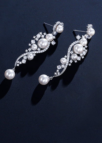 Pear Zirconia Drop Bridal  Earrings