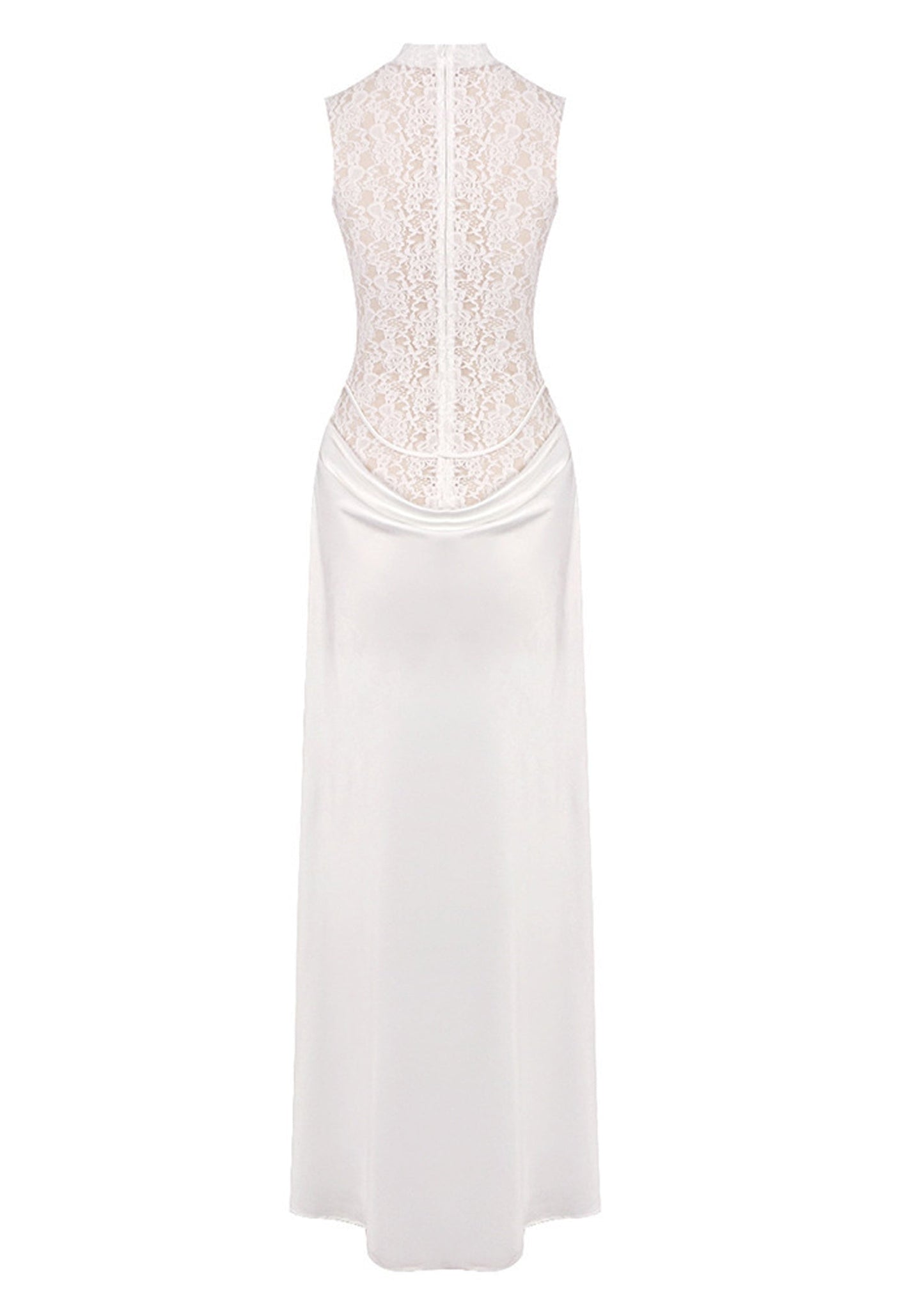 Satin Lace Pleats Gown