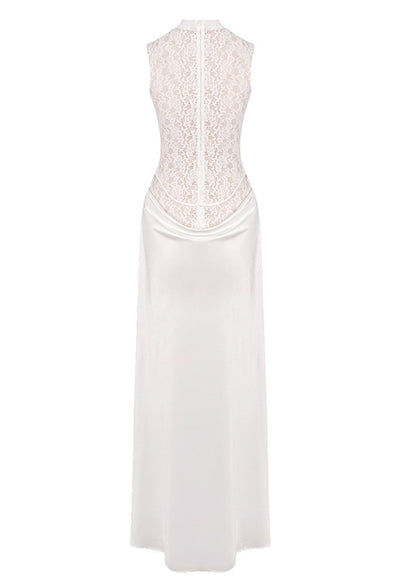 Satin Lace Pleats Gown
