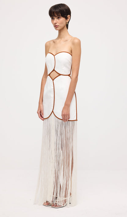 Tassel Off Shoulder Hollow Out Maxi Dress