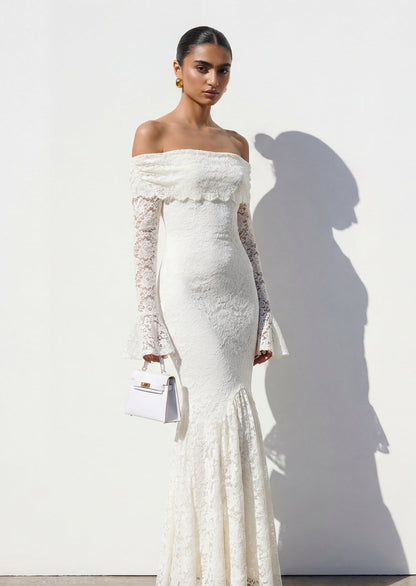 Blakely Off Shoulder Mermaid Lace Maxi Dress