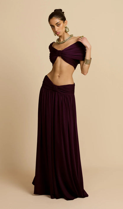 Ruched Top & Maxi Skirt Two Piece Set