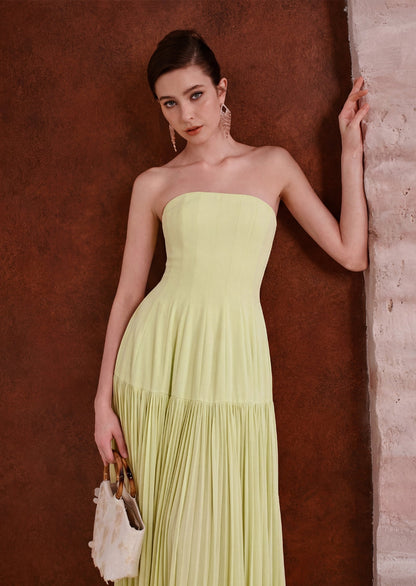 Vallea Draped Jersey Bustier Midi Dress