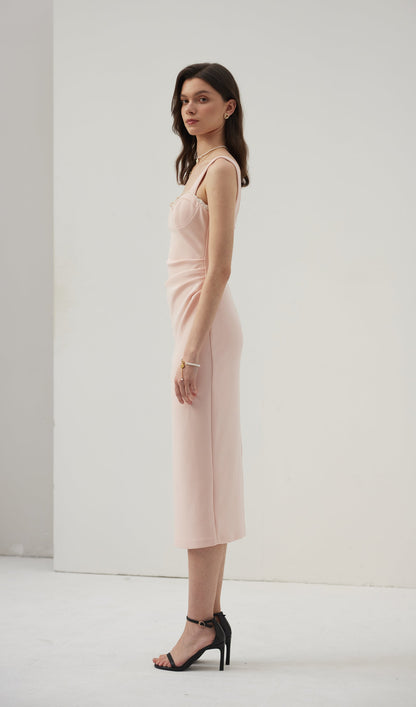 Solid A Line Midi Dress
