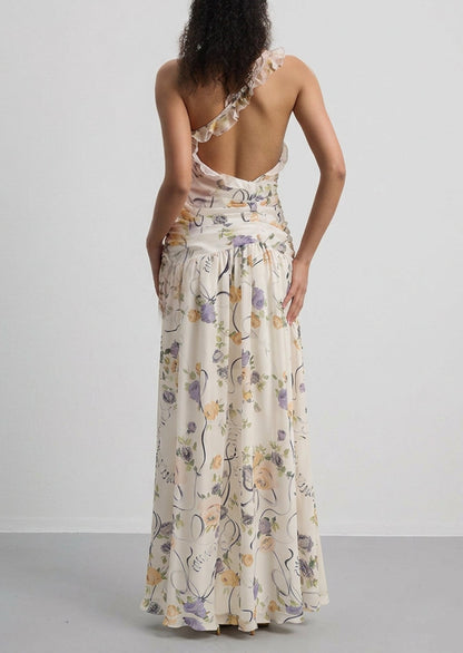 Bluma Floral Creponne One Shoulder Maxi Dress