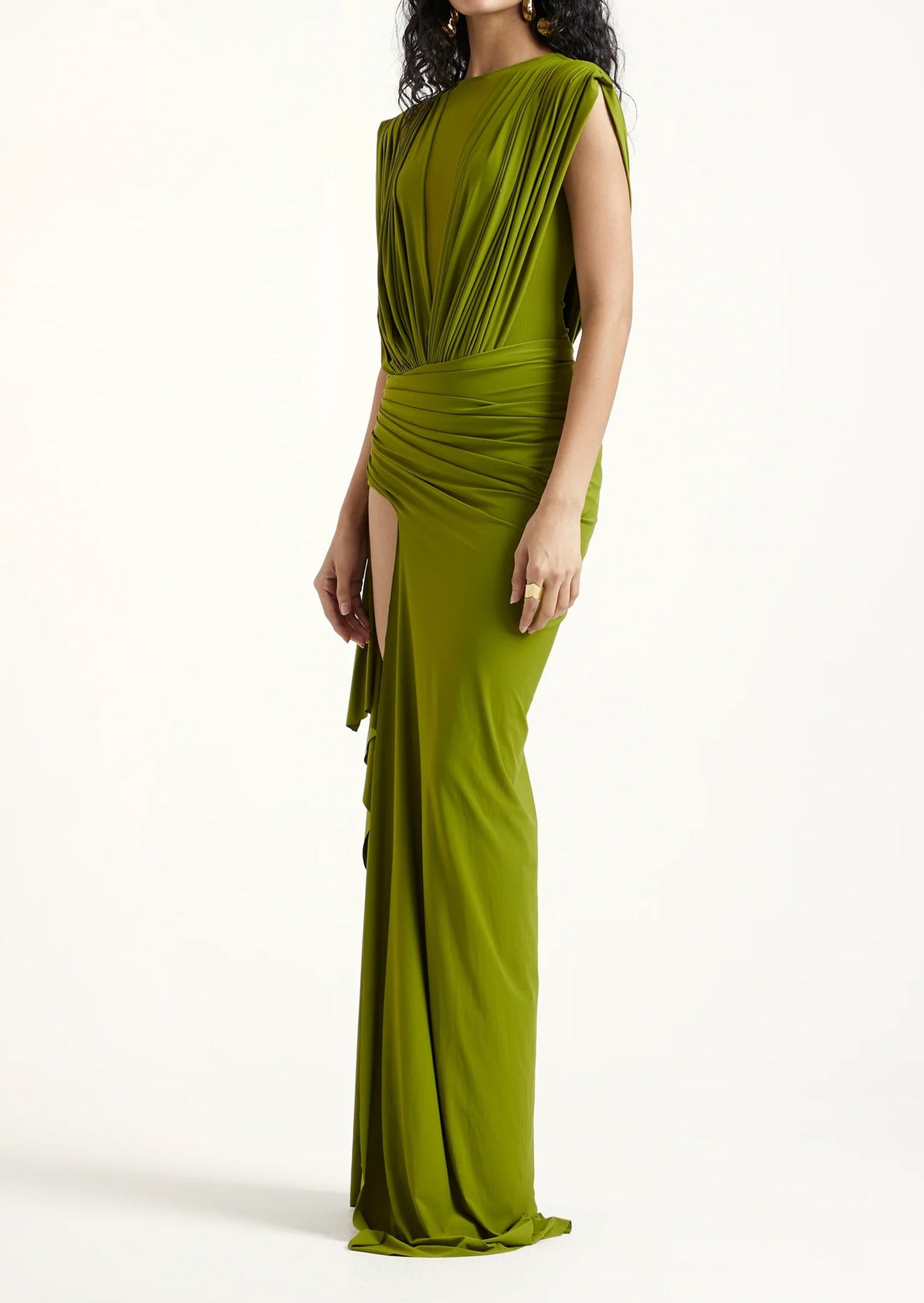 Peyton Draped High Slit Maxi Dress