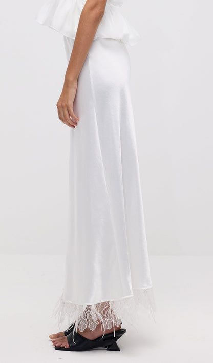 Satin Maxi Skirt In White