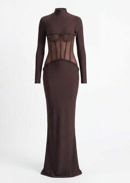 Sheer Corset-Inspired Maxi Gown