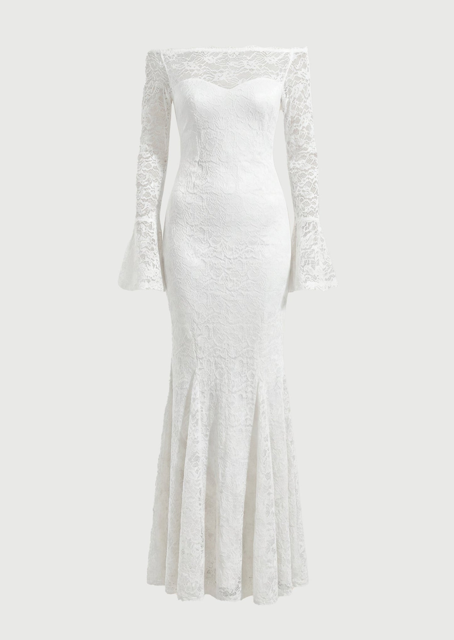Clakely Off Shoulder Mermaid Lace Maxi Dress In White